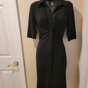 Black Ruched Front Shirtdress
